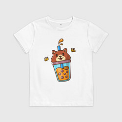 Футболка хлопковая детская Мишка и медовый напиток, цвет: белый
