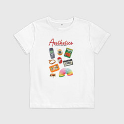 Футболка хлопковая детская Эстетика рождённых в 90-х, цвет: белый