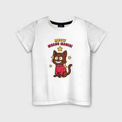 Футболка хлопковая детская Meow means magic, цвет: белый