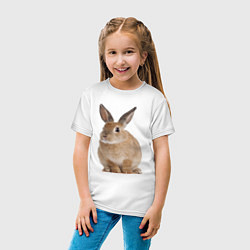 Футболка хлопковая детская Бежевый кролик, цвет: белый — фото 2