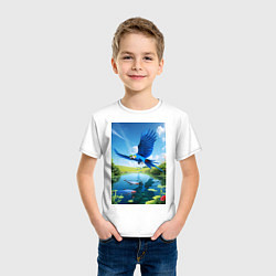 Футболка хлопковая детская Попугай ловит рыбу, цвет: белый — фото 2