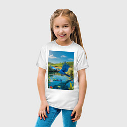 Футболка хлопковая детская Попугай ловит рыбу, цвет: белый — фото 2