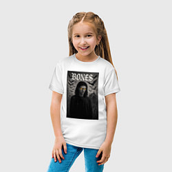 Футболка хлопковая детская Bones с желтыми горящими глазами, цвет: белый — фото 2