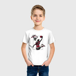 Футболка хлопковая детская Michael Jordan dunk, цвет: белый — фото 2