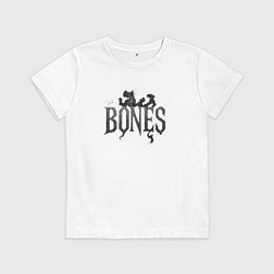 Футболка хлопковая детская Bones лого из дыма, цвет: белый