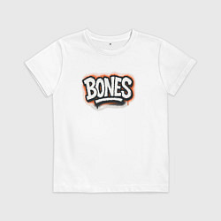 Футболка хлопковая детская Bones уличный логотип, цвет: белый