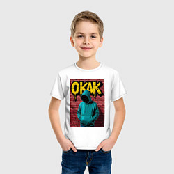 Футболка хлопковая детская Окак силуэт в капюшоне, цвет: белый — фото 2