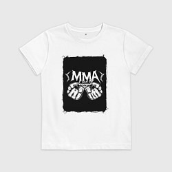 Футболка хлопковая детская Сила кулаков ММА, цвет: белый