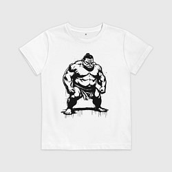 Футболка хлопковая детская Грозный сумоист, цвет: белый