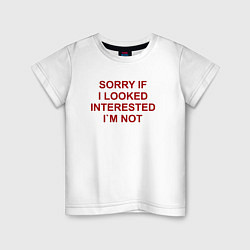 Футболка хлопковая детская Not interested, цвет: белый