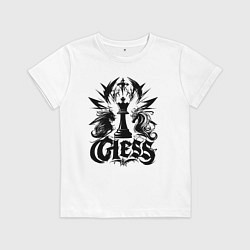 Футболка хлопковая детская Шахматный король и кони динамичный, цвет: белый