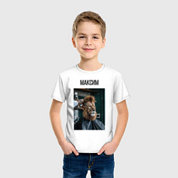 Футболка хлопковая детская Максим лев в парикмахерской, цвет: белый — фото 2