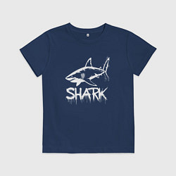 Футболка хлопковая детская Акула с острыми зубами, цвет: тёмно-синий