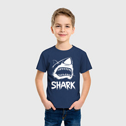 Футболка хлопковая детская Агрессивная пасть акулы, цвет: тёмно-синий — фото 2