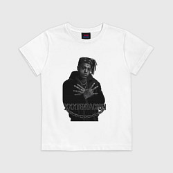 Футболка хлопковая детская XXXTentacion в черно-белом стиле, цвет: белый