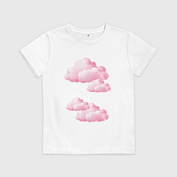 Футболка хлопковая детская Розовые нежные облака, цвет: белый
