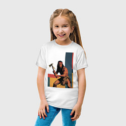 Футболка хлопковая детская Индеец с томагавком поп-арт, цвет: белый — фото 2