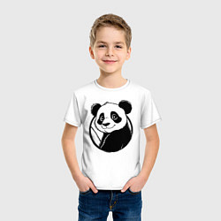 Футболка хлопковая детская Панда в круге, цвет: белый — фото 2