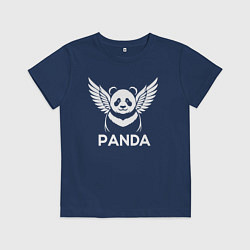 Футболка хлопковая детская Панда с крыльями, цвет: тёмно-синий