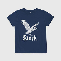 Футболка хлопковая детская Летящий аист, цвет: тёмно-синий