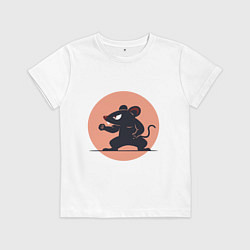 Футболка хлопковая детская Бойцовая мышь, цвет: белый