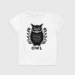 Футболка хлопковая детская Сова в розах, цвет: белый