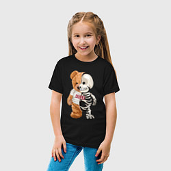 Футболка хлопковая детская Мишка скелет, цвет: черный — фото 2