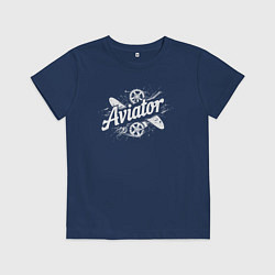 Футболка хлопковая детская Авиатор в стиле граффити, цвет: тёмно-синий