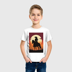 Футболка хлопковая детская Всадница в стиле дикого запада, цвет: белый — фото 2