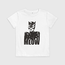 Футболка хлопковая детская Cat woman, цвет: белый