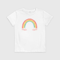 Футболка хлопковая детская Радуга распустилась, цвет: белый