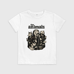 Футболка хлопковая детская The animals группа из зверей, цвет: белый