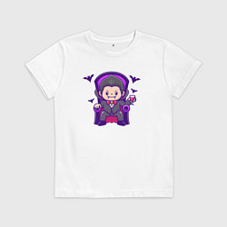 Футболка хлопковая детская Дракула на троне, цвет: белый