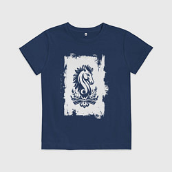 Футболка хлопковая детская Белый жеребец, цвет: тёмно-синий