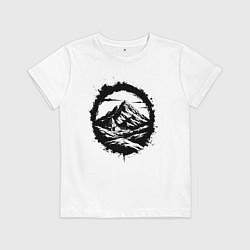 Футболка хлопковая детская Гора и храм в круге, цвет: белый