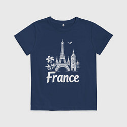 Футболка хлопковая детская Французская элегантность, цвет: тёмно-синий