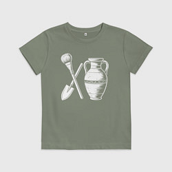 Футболка хлопковая детская Археологический этюд, цвет: авокадо
