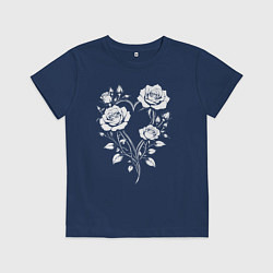 Футболка хлопковая детская Сердце из роз, цвет: тёмно-синий