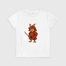 Футболка хлопковая детская Утёнок-самурай, цвет: белый