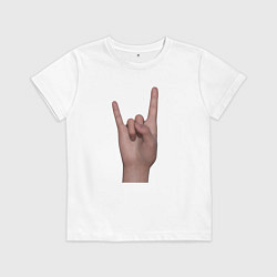 Футболка хлопковая детская Жест коза правой рукой, цвет: белый