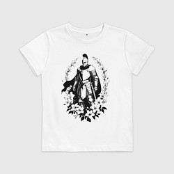 Футболка хлопковая детская Рыцарь в цветочном венце, цвет: белый