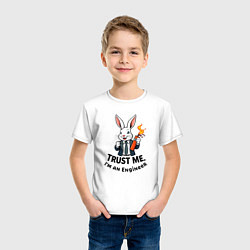 Футболка хлопковая детская Кролик с динамитом - Trust me im an engineer, цвет: белый — фото 2