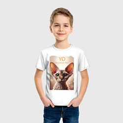 Футболка хлопковая детская Yo - Im Devon Rex, цвет: белый — фото 2