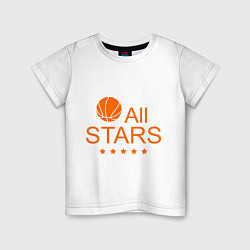 Футболка хлопковая детская All stars (баскетбол), цвет: белый