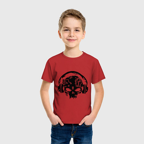 Детская футболка Электро череп / Красный – фото 3