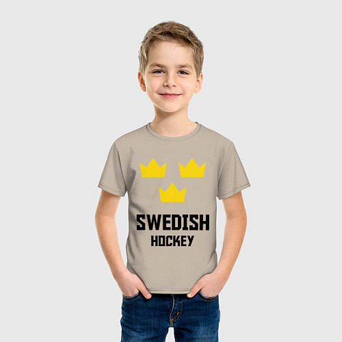 Детская футболка Swedish Hockey / Миндальный – фото 3