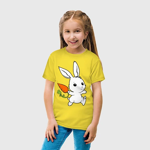 Детская футболка Зайка с морковкой / Желтый – фото 4
