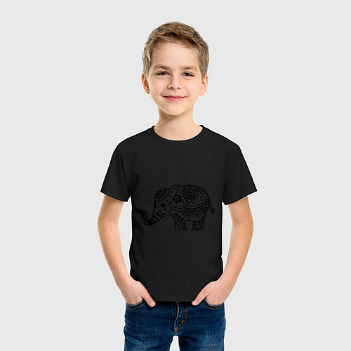 Детская футболка Слоник узор / Черный – фото 3