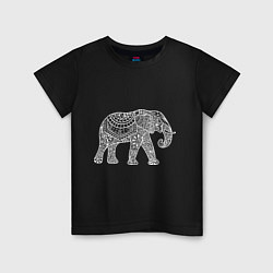 Футболка хлопковая детская Расписной слон, цвет: черный