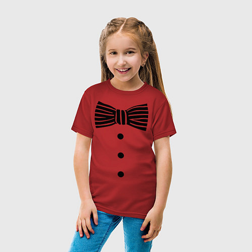 Детская футболка Галстук бабочка в полоску 2 / Красный – фото 4